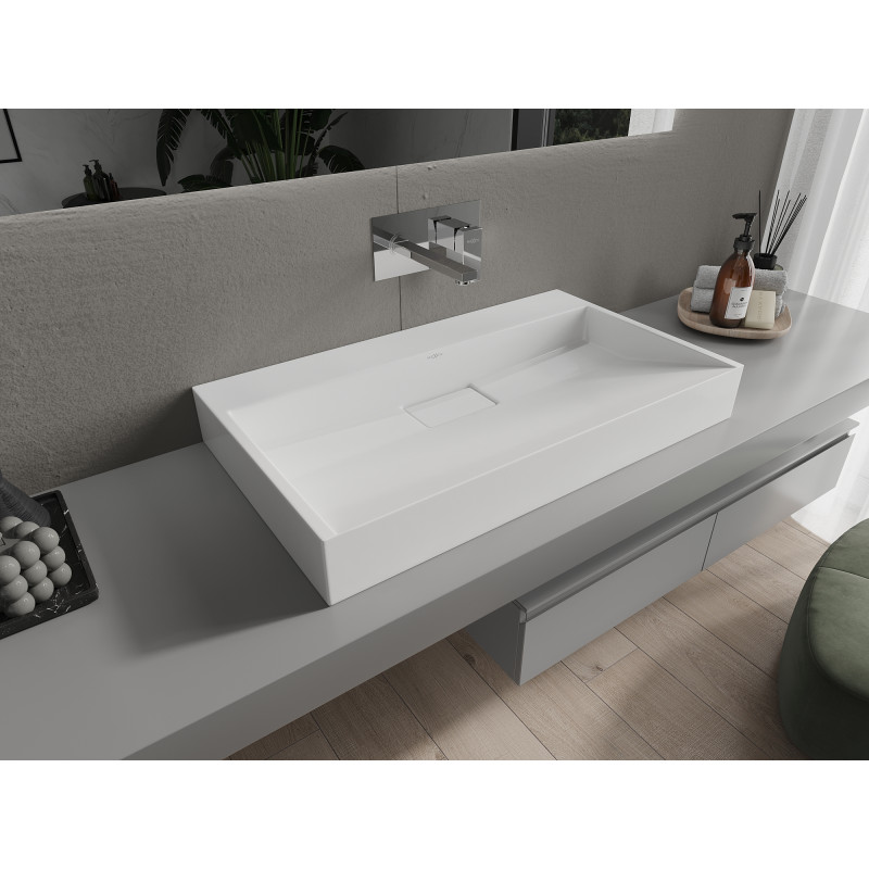 Mexen Ava countertop washbasin made of conglomerate B/O 80 x 46 cm, white - 23018000