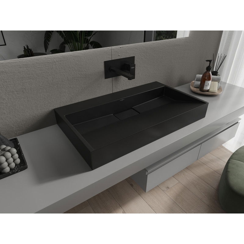 Mexen Ava countertop washbasin made of conglomerate B/O 80 x 46 cm, black - 23018070