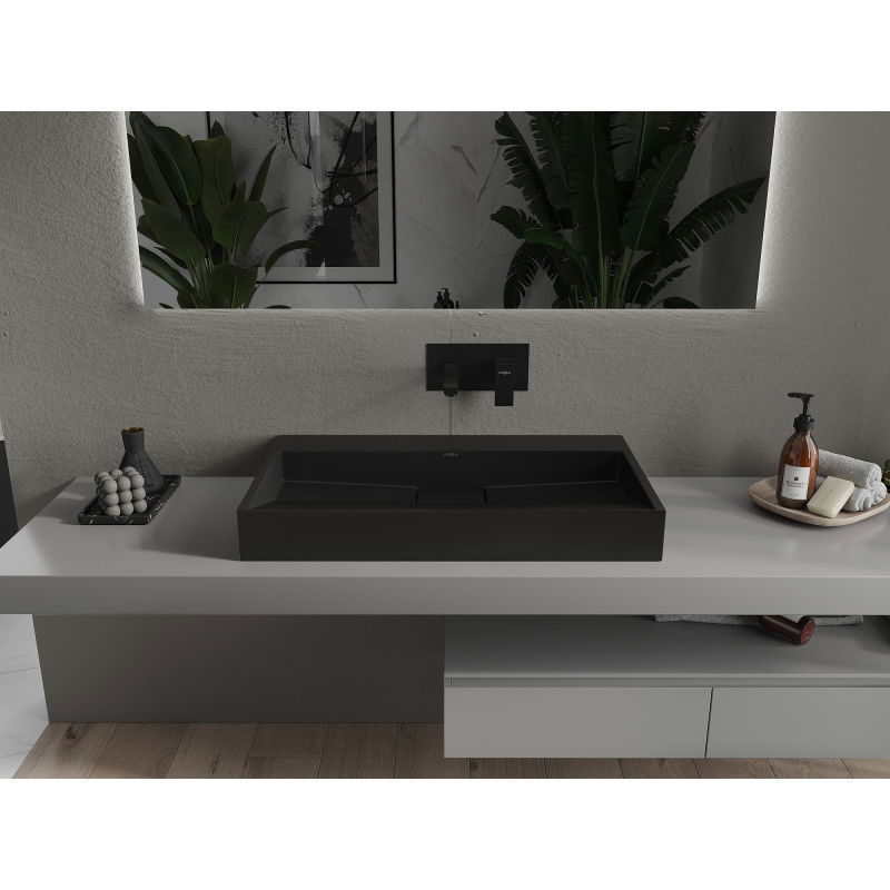 Mexen Ava countertop washbasin made of conglomerate B/O 80 x 46 cm, black - 23018070