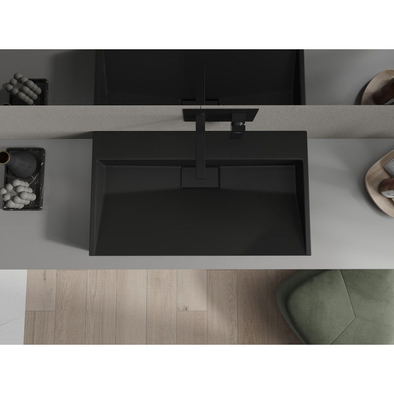 Mexen Ava countertop washbasin made of conglomerate B/O 80 x 46 cm, black - 23018070