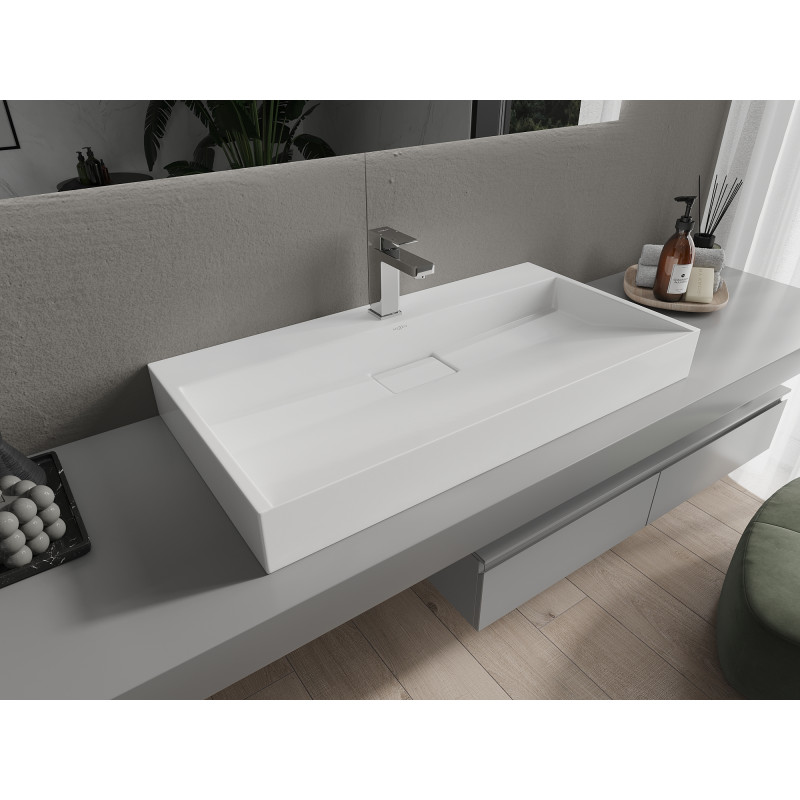Mexen Ava countertop washbasin made of conglomerate 1/O 90 x 46 cm, white - 23019001