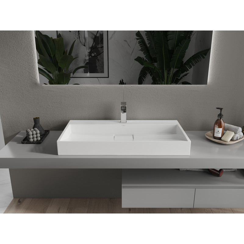 Mexen Ava countertop washbasin made of conglomerate 1/O 90 x 46 cm, white - 23019001