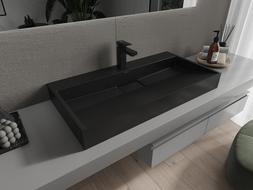Mexen Ava countertop basin made of conglomerate 1/O 90 x 46 cm, black - 23019071 Mexen Ava countertop basin made of conglomerate 1/O 90 x 46 cm, black - 23019071