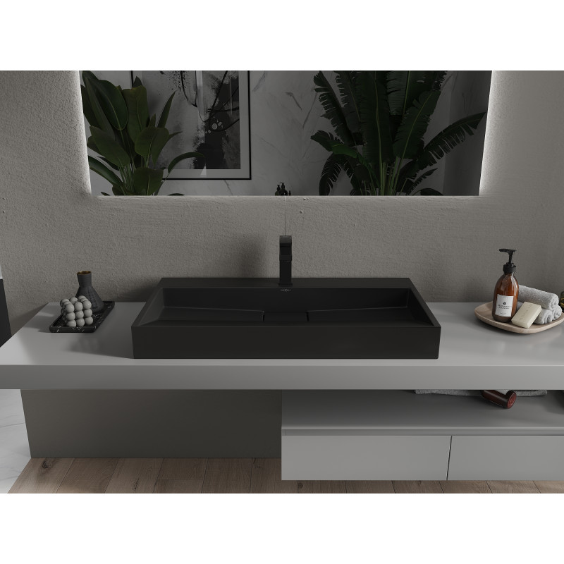 Mexen Ava countertop washbasin made of conglomerate 1/O 90 x 46 cm, black - 23019071