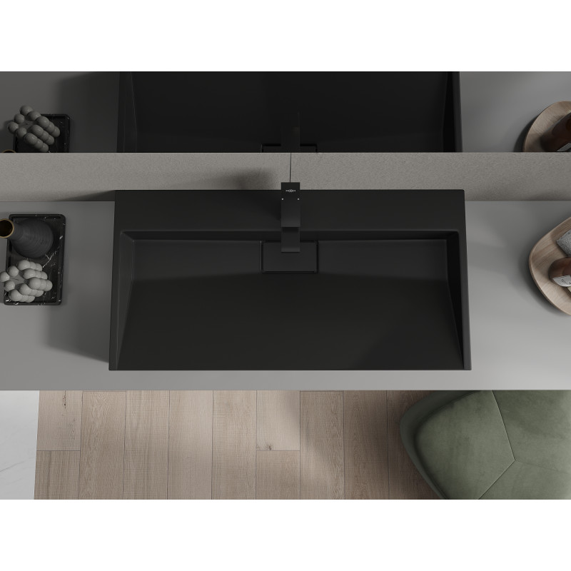 Mexen Ava countertop washbasin made of conglomerate 1/O 90 x 46 cm, black - 23019071
