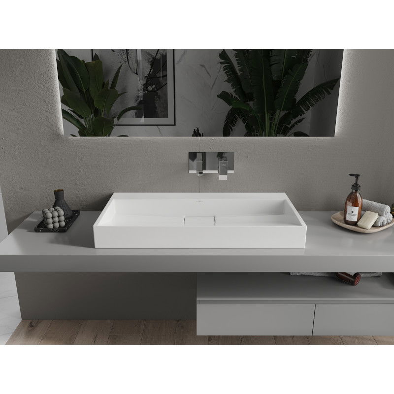 Mexen Ava Countertop Washbasin Made of Conglomerate B/O 90 x 46 cm, White - 23019000