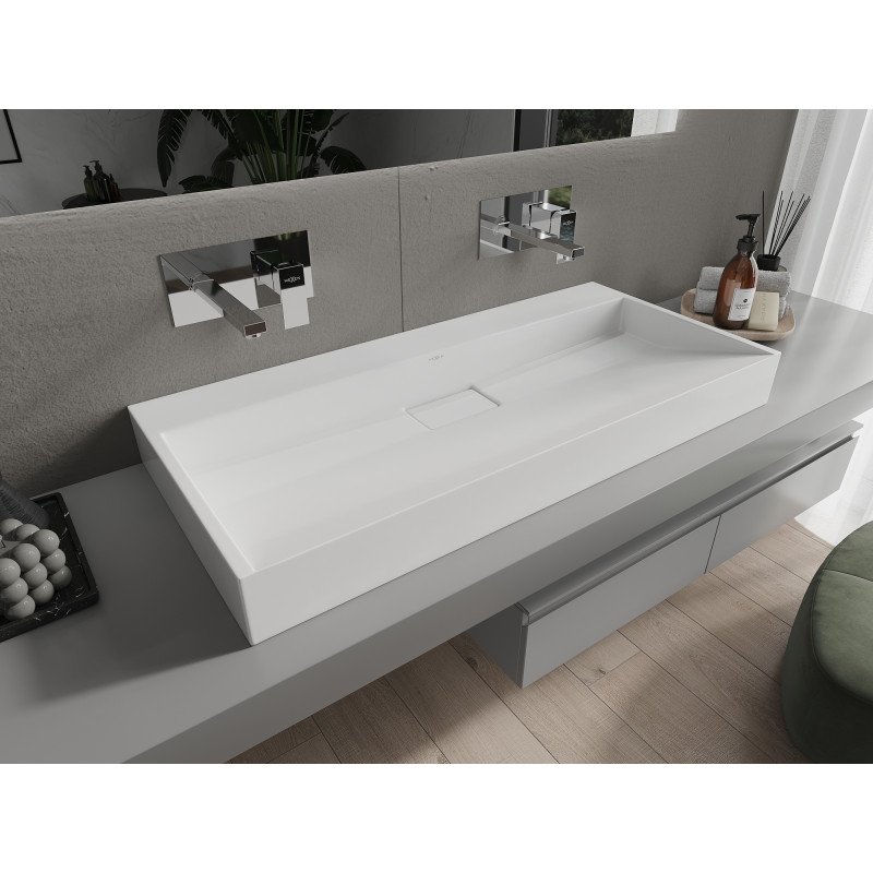 Mexen Ava countertop washbasin made of conglomerate B/O 100 x 46 cm, white - 23011000