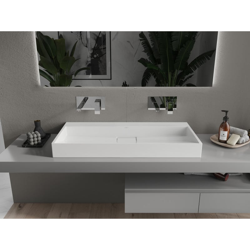 Mexen Ava countertop basin made of conglomerate B/O 100 x 46 cm, white - 23011000