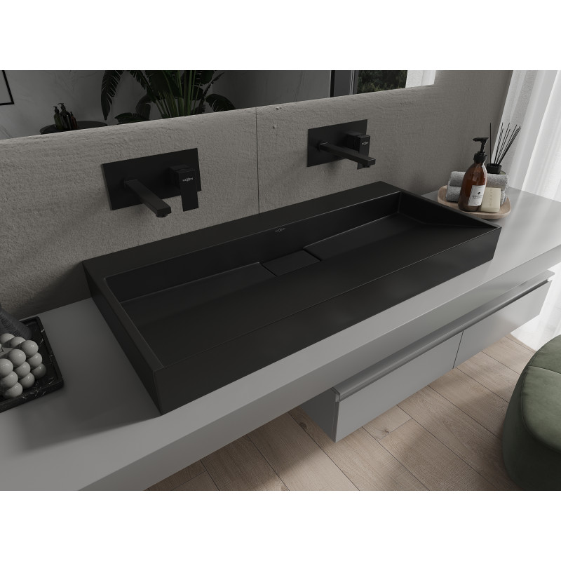 Mexen Ava countertop washbasin made of B/O conglomerate 100 x 46 cm, black - 23011070