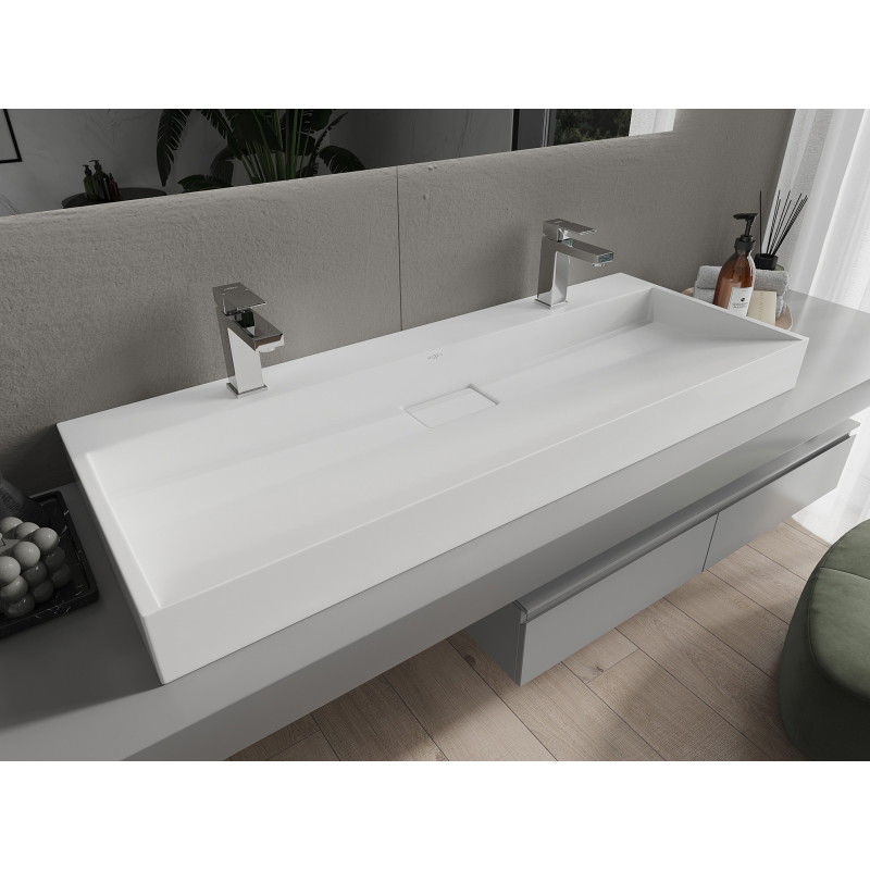 Mexen Ava countertop washbasin made of conglomerate 2/O 120 x 46 cm, white - 23011202