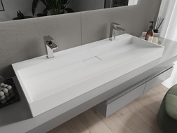 Mexen Ava conglomerate countertop washbasin 2 Hole 120 x 46 cm, white - 23011202