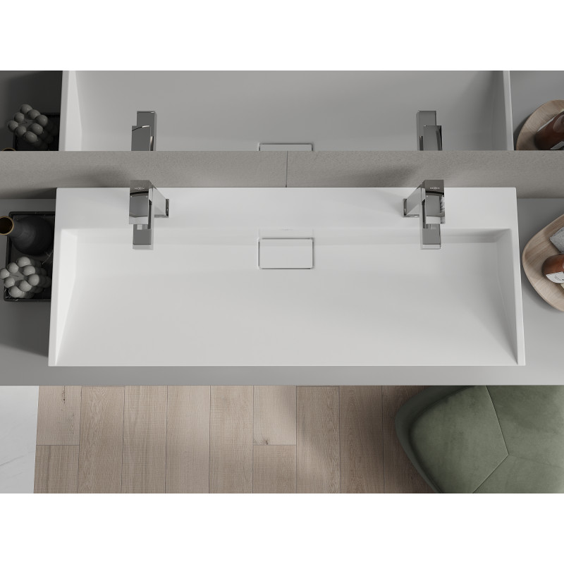 Mexen Ava countertop sink made of conglomerate 2/O 120 x 46 cm, white - 23011202