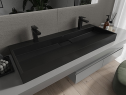 Mexen Ava conglomerate countertop washbasin 2/O 120 x 46 cm, Black - 23011272