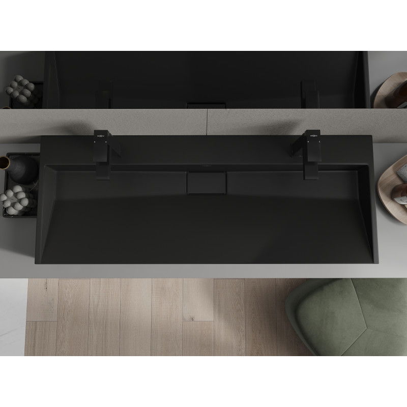 Mexen Ava countertop washbasin made of conglomerate 2/O 120 x 46 cm, black - 23011272
