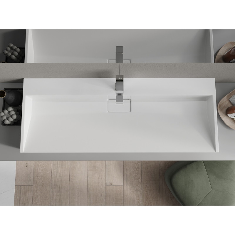 Mexen Ava countertop sink made of conglomerate 1/O 120 x 46 cm, white - 23011201