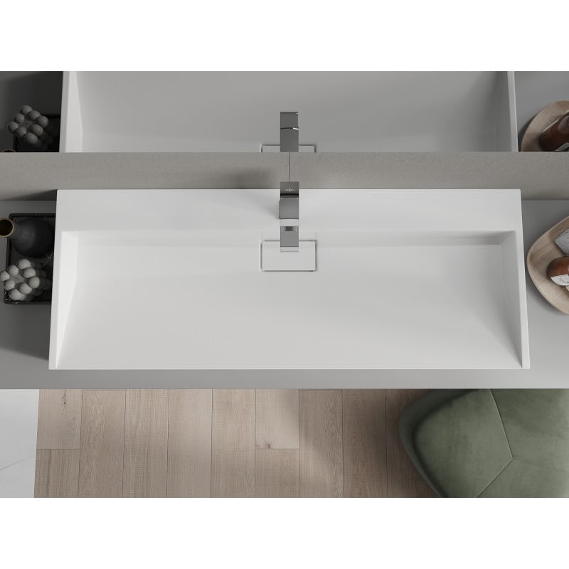 Mexen Ava countertop washbasin made of conglomerate 1/O 120 x 46 cm, white - 23011201