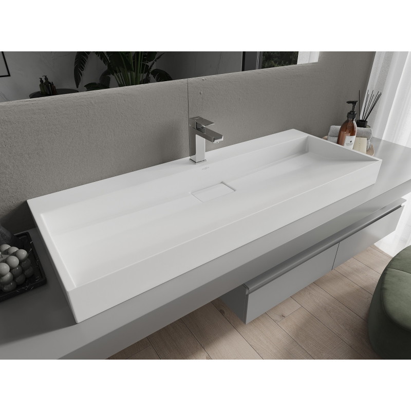 Mexen Ava countertop sink made of conglomerate 1/O 120 x 46 cm, white - 23011201