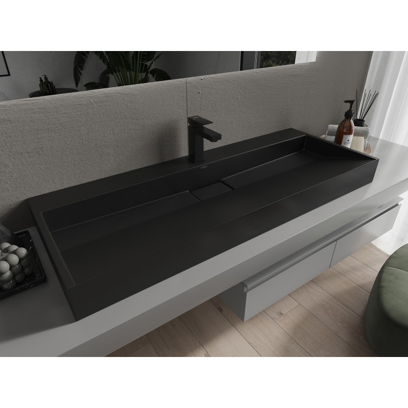 Mexen Ava countertop sink made of conglomerate 1/O 120 x 46 cm, black - 23011271