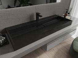 Mexen Ava conglomerate countertop washbasin 1-Hole 120 x 46 cm, Black - 23011271