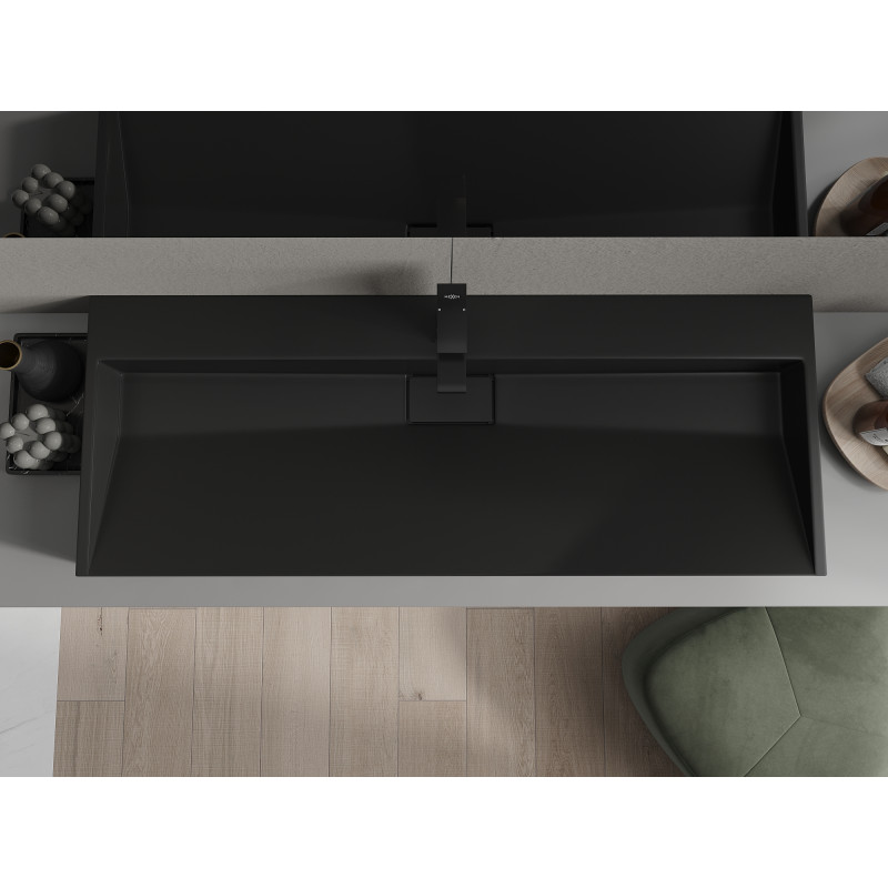 Mexen Ava above-counter washbasin made of conglomerate 1/O 120 x 46 cm, black - 23011271