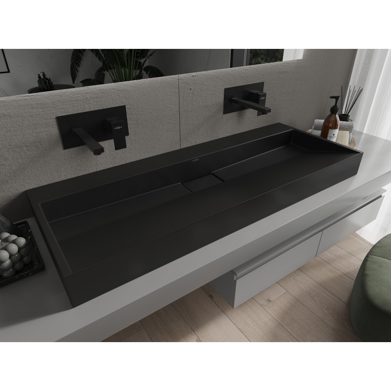 Mexen Ava countertop washbasin made of conglomerate B/O 120 x 46 cm, black - 23011270