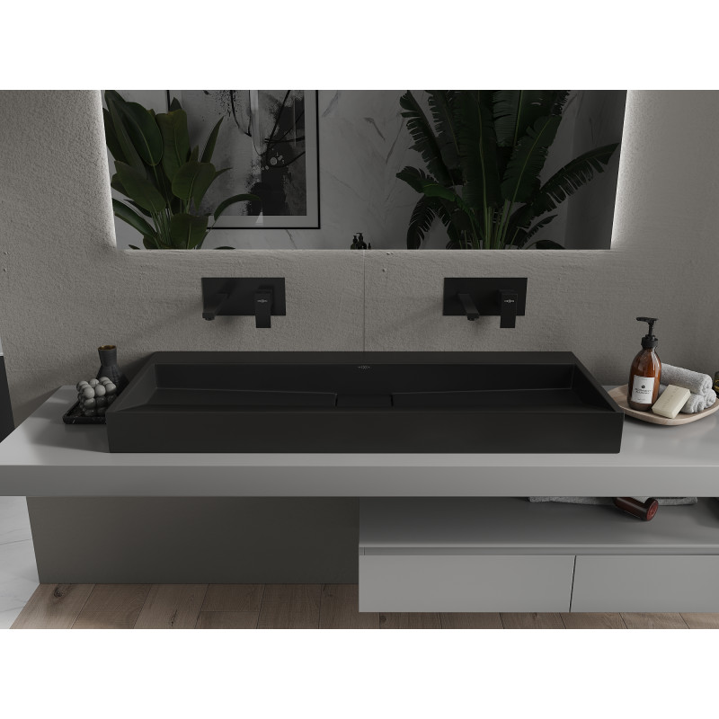 Mexen Ava countertop washbasin made of conglomerate B/O 120 x 46 cm, black - 23011270