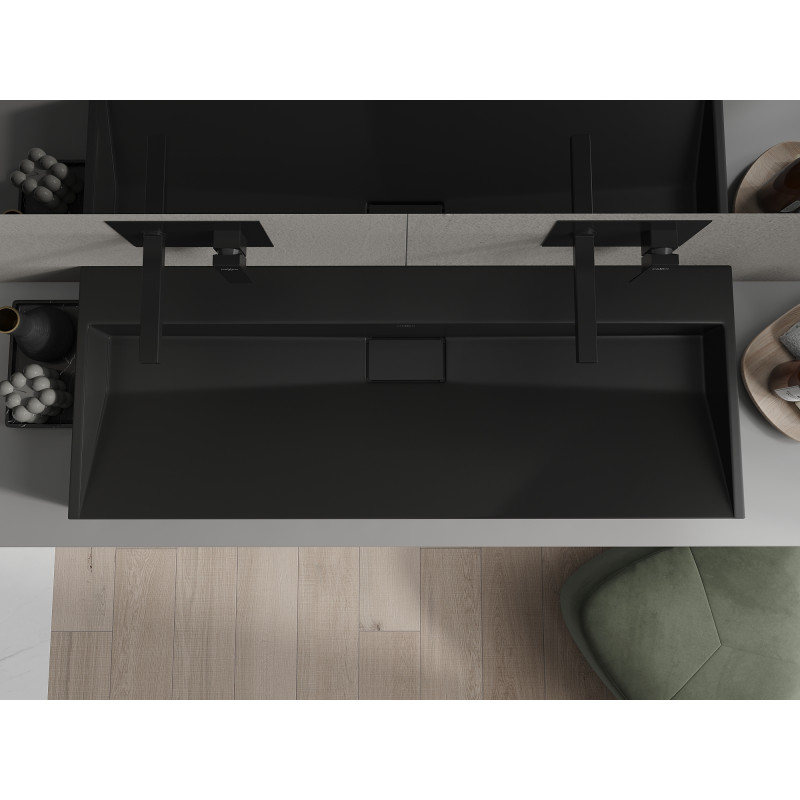 Mexen Ava countertop basin made of conglomerate B/O 120 x 46 cm, black - 23011270