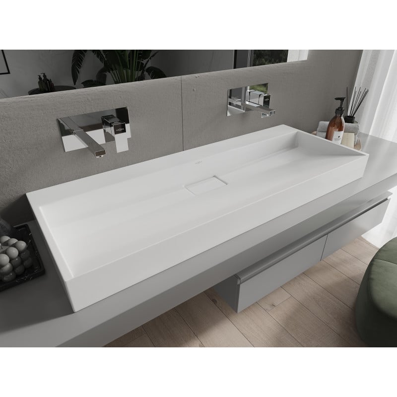 Mexen Ava countertop washbasin made of conglomerate B/O 120 x 46 cm, white - 23011200