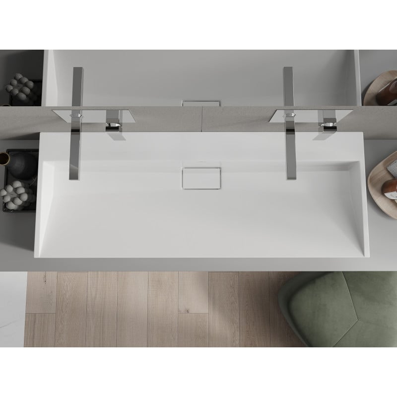 Mexen Ava countertop washbasin made of conglomerate B/O 120 x 46 cm, white - 23011200