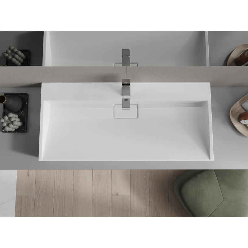 Mexen Ava countertop washbasin made of conglomerate 1/O 100 x 46 cm, white - 23011001