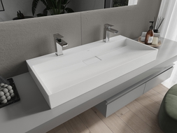 Mexen Ava conglomerate countertop washbasin 2/O 100 x 46 cm, White - 23011002