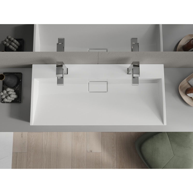 Mexen Ava countertop washbasin made of conglomerate 2/O 100 x 46 cm, white - 23011002