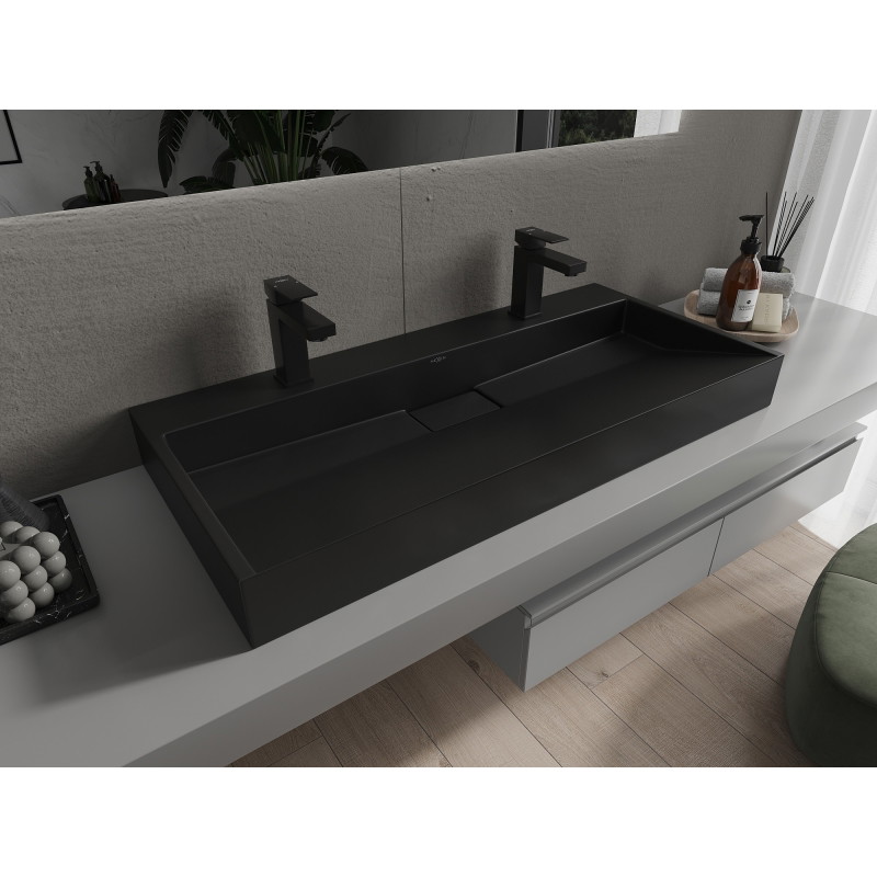 Mexen Ava countertop washbasin made of conglomerate 2/O 100 x 46 cm, black - 23011072