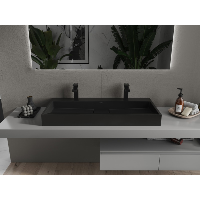 Mexen Ava countertop basin made of conglomerate 2/O 100 x 46 cm, black - 23011072