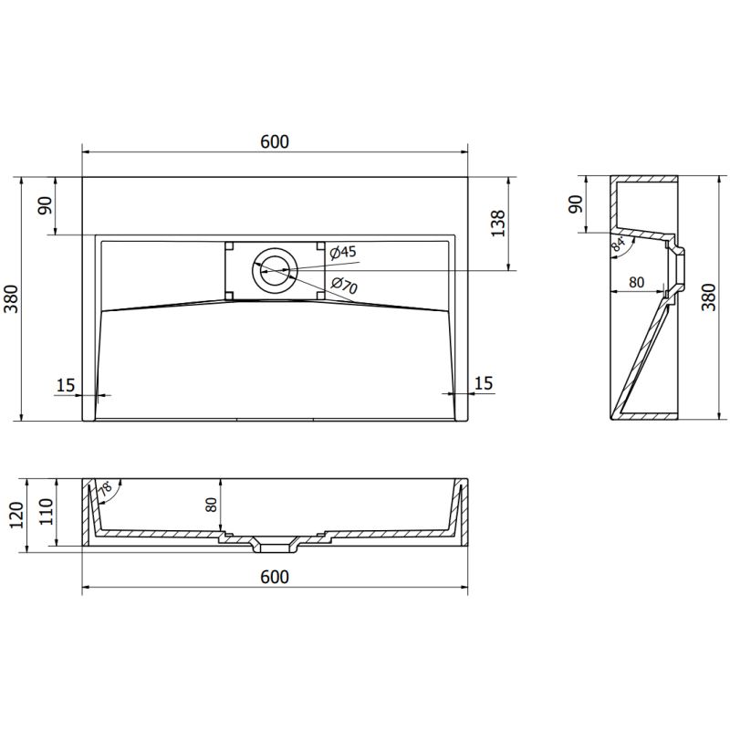 Mexen Ava countertop basin from conglomerate B/O 60 x 38 cm, white - 23016000