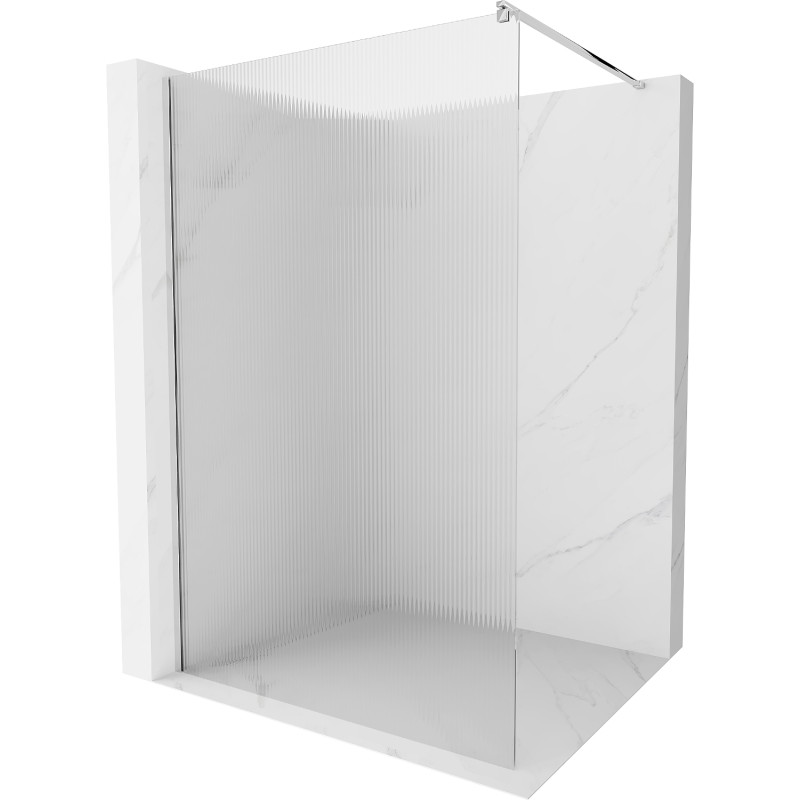 Mexen Kioto Walk-in Shower Wall 90 x 200 cm, Stripes 8 mm, Chrome - 800-090-101-01-09