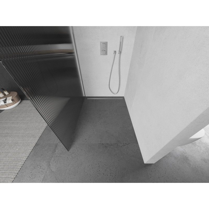 Mexen Kioto Walk-in Shower Wall 90 x 200 cm, Stripes 8 mm, Chrome - 800-090-101-01-09