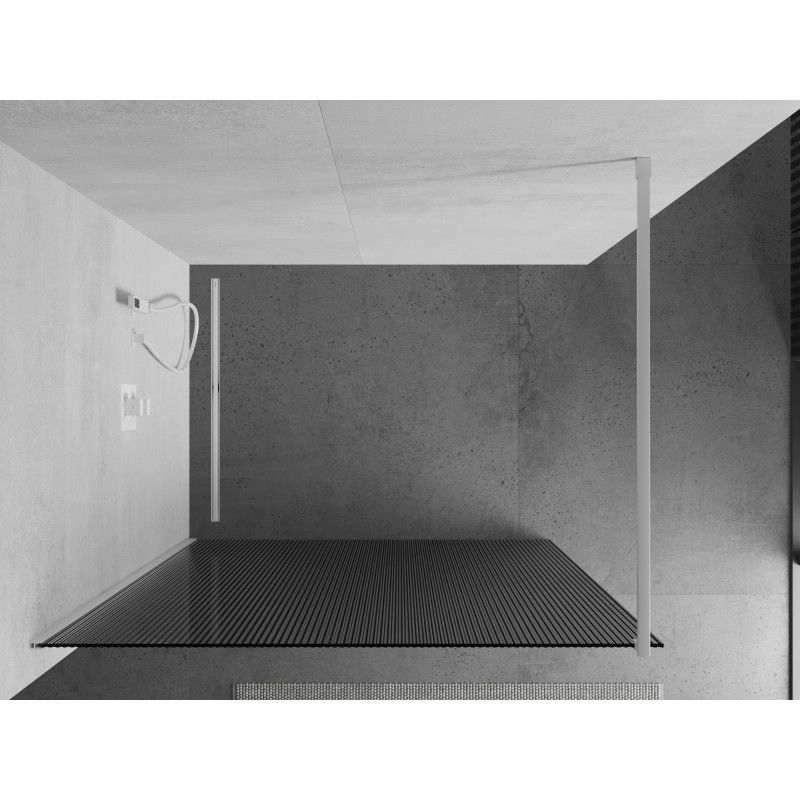Mexen Kioto shower wall Walk-in 70 x 200 cm, striped 8 mm, white - 800-070-101-20-09