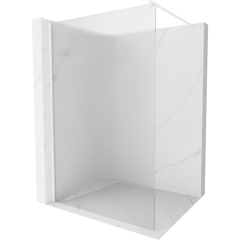 Mexen Kioto shower screen 80 x 200 cm, ribbed 8 mm, White - 800-080-101-20-09