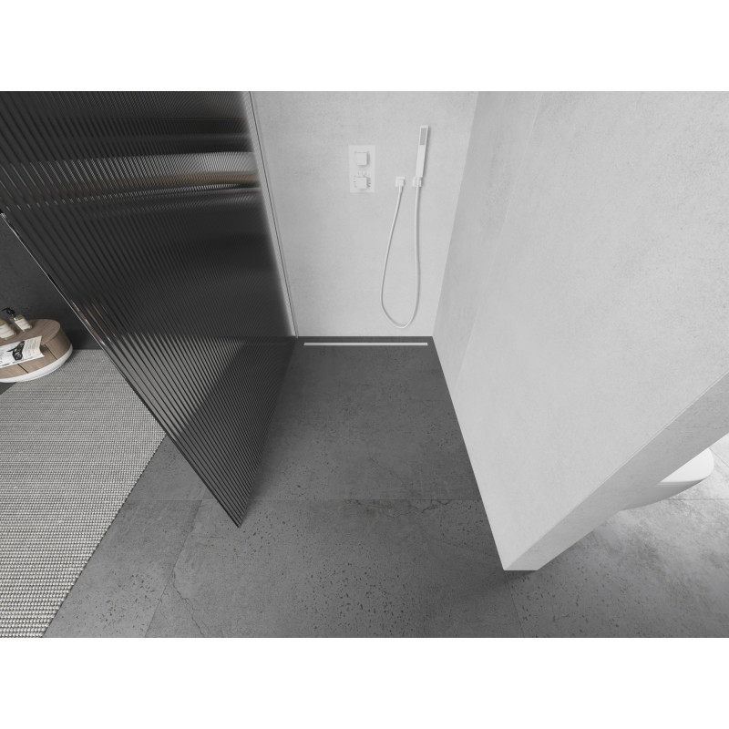 Mexen Kioto shower wall Walk-in 80 x 200 cm, stripes 8 mm, white - 800-080-101-20-09