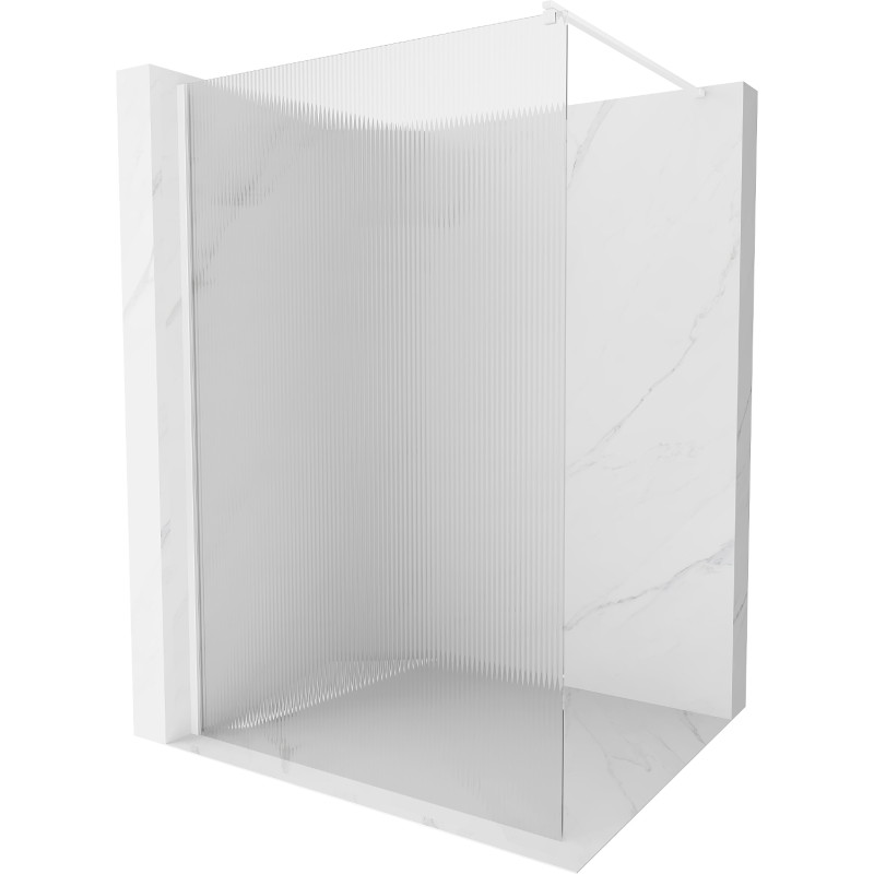 Mexen Kioto Walk-in Shower Screen 130 x 200 cm, Stripes 8 mm, White - 800-130-101-20-09