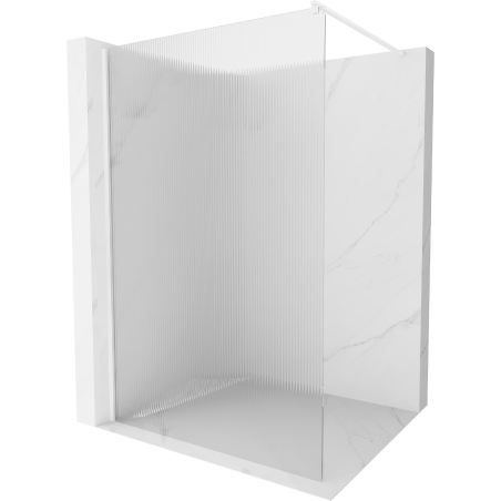 Mexen Kioto Walk-in shower wall 130 x 200 cm, stripes 8 mm, white - 800-130-101-20-09