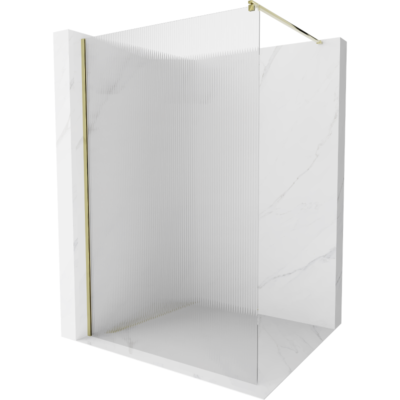 Mexen Kioto shower screen 80 x 200 cm, ribbed 8 mm, gold - 800-080-101-50-09