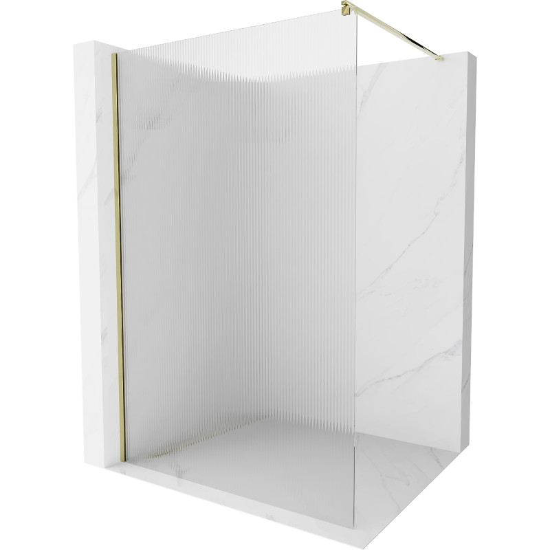 Mexen Kioto Walk-in Shower Wall 80 x 200 cm, Striped 8 mm, Gold - 800-080-101-50-09