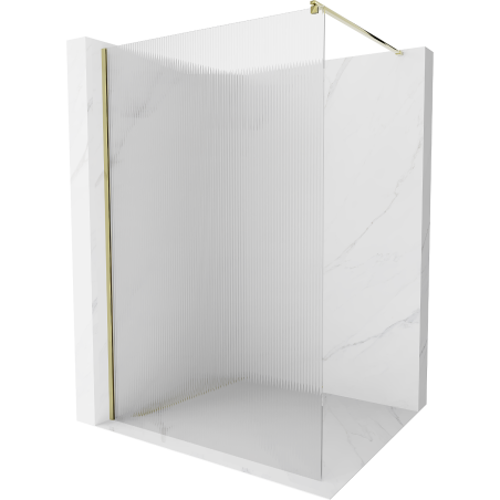 Mexen Kioto Walk-in Shower Wall 110 x 200 cm, Stripes 8 mm, Gold - 800-110-101-50-09