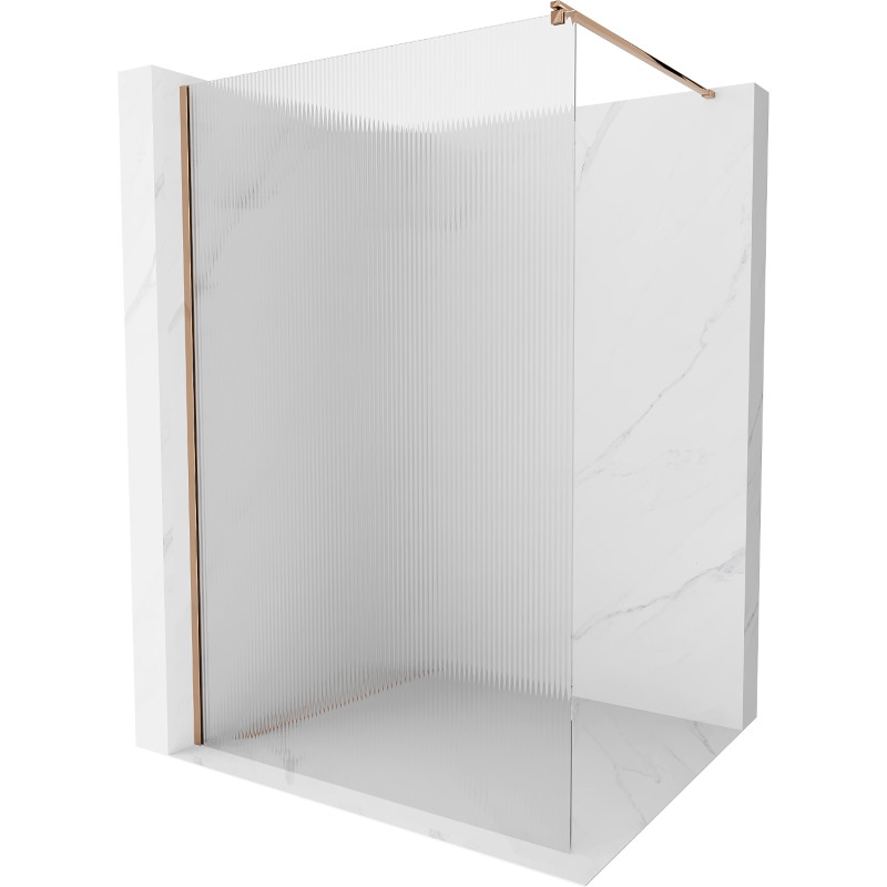 Mexen Kioto Walk-in Shower Wall 70 x 200 cm, 8 mm Stripes, Rose Gold - 800-070-101-60-09