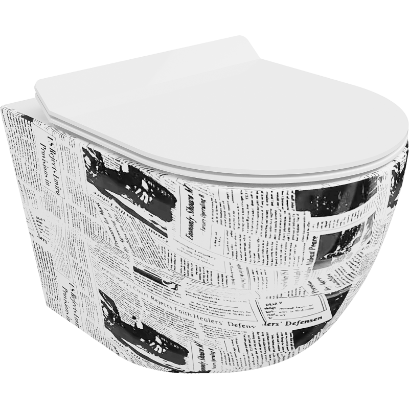 Mexen Lena rimless WC bowl with slim soft-close seat, duroplast, white pattern - 30224099
