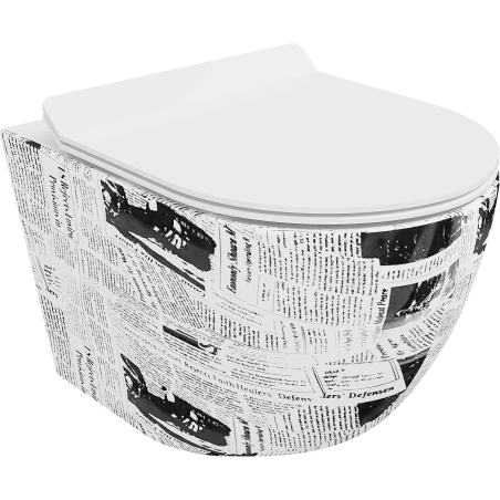 Mexen Lena rimless WC bowl with slim soft-close seat, duroplast, white pattern - 30224099