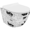 Mexen Lena rimless WC bowl with slim soft-close seat, duroplast, white pattern - 30224099