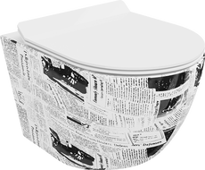 Mexen Lena Rimless toilet bowl with a slim soft close toilet seat, Thermosetting polymer, White pattern - 30224099